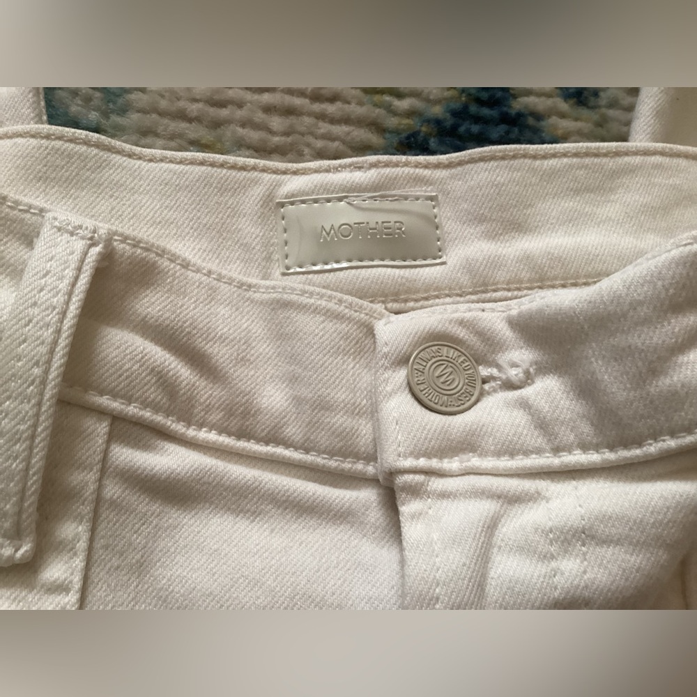 MOTHER Denim The Wrapper Patch Springy Ankle Jeans in Cream Puffs - Sz 28 - Picture 11 of 13